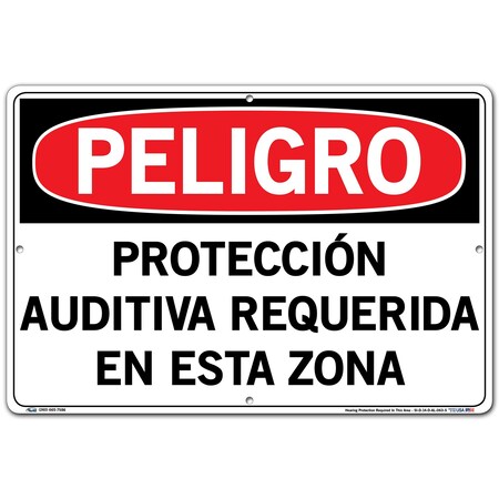 Vestil Aluminum Sign, 12-1/2" Height, 18-1/2" Width, Aluminum, Rectangle, Spanish SI-D-14-D-AL-063-S